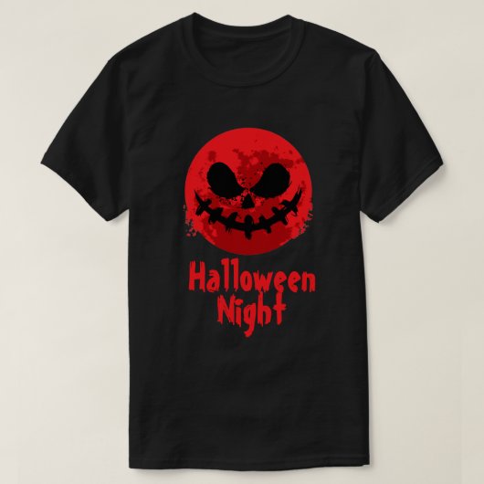 Spooky Face in Red moon Happy Halloween T-Shirt (Design voorkant)