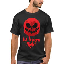 Spooky Face in Red moon Happy Halloween T-Shirt