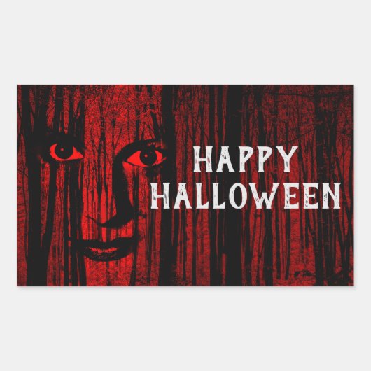 Spooky Face Rechthoekige Sticker (Voorkant)