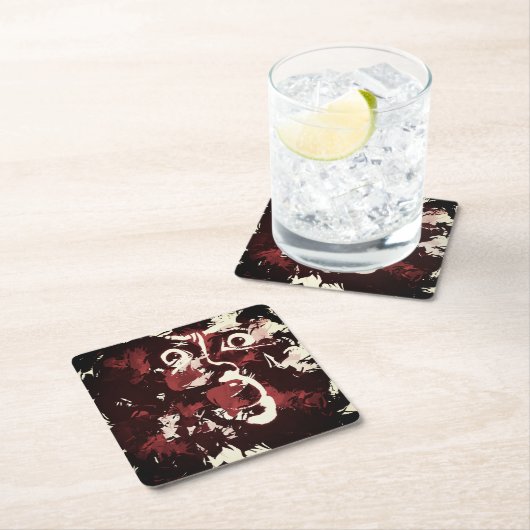 Spooky face stropdas kartonnen onderzetters (Insitu)