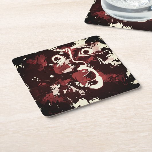 Spooky face stropdas kartonnen onderzetters (Schuin)