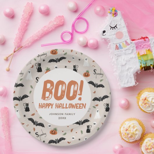 Spooky Family Halloween Herfst Boo Papieren Bordje (Feest)