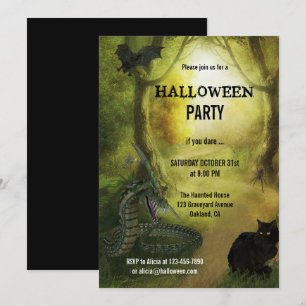 Spooky Fantasy Forest Halloween Party Uitnodiging