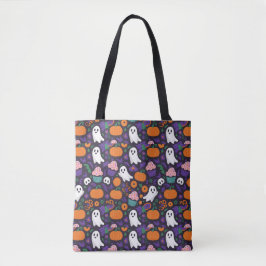 Spooky feestelijke Halloween geesten en pompoenen Tote Bag