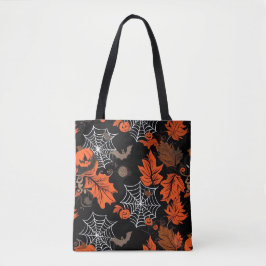 Spooky feestelijke oranje zwarte bruisende Hallowe Tote Bag