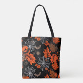Spooky feestelijke oranje zwarte bruisende Hallowe Tote Bag (Achterkant)