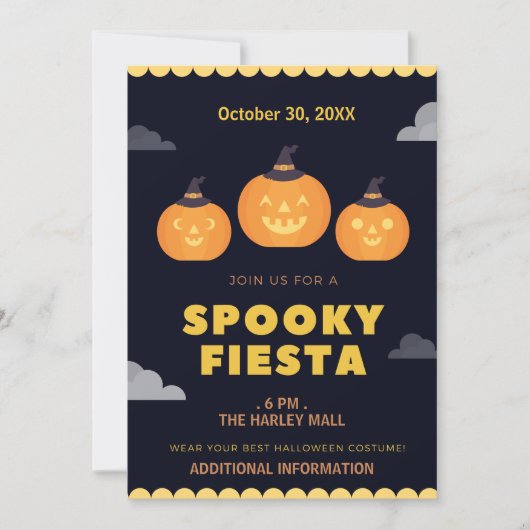 Spooky Fiesta Custom Halloween Party Invitation Kaart (Voorkant)