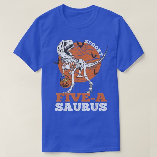 Spooky Five-A Saurus Dinosaur Skeleton T rex Pumpk T-shirt (Design voorkant)