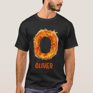 Spooky Flame Oliver Halloween Brief Jongensnaam T-shirt