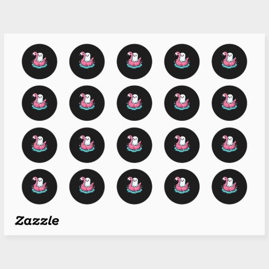 Spooky Flamingo Funny Spooky Zomer Ronde Sticker (Vel)