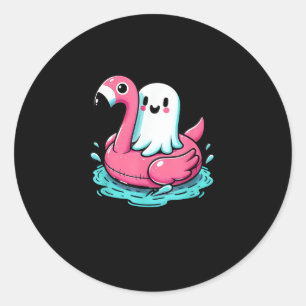 Spooky Flamingo Funny Spooky Zomer Ronde Sticker