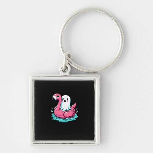 Spooky Flamingo Funny Spooky Zomer Sleutelhanger (Voorkant)