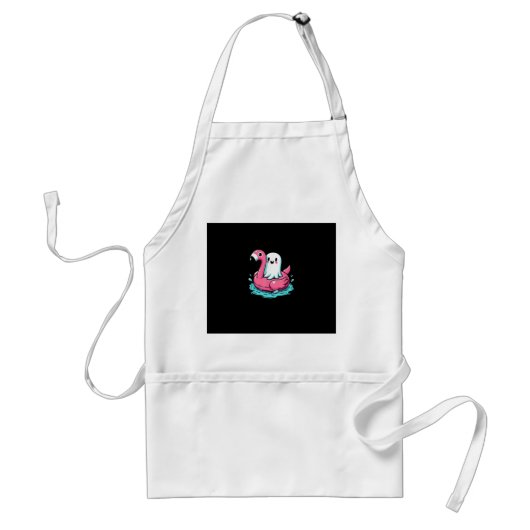 Spooky Flamingo Funny Spooky Zomer Standaard Schort (Voorkant)
