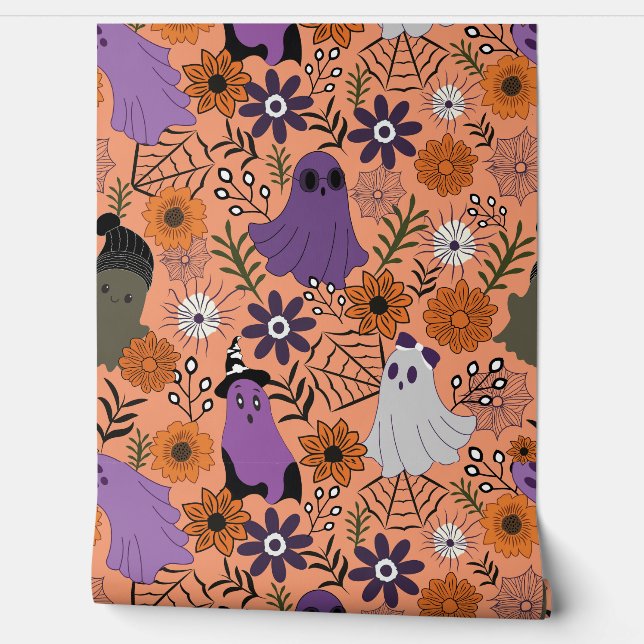 Spooky floral behang (Afrollen)