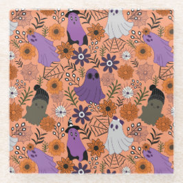 Spooky floral glazen onderzetter