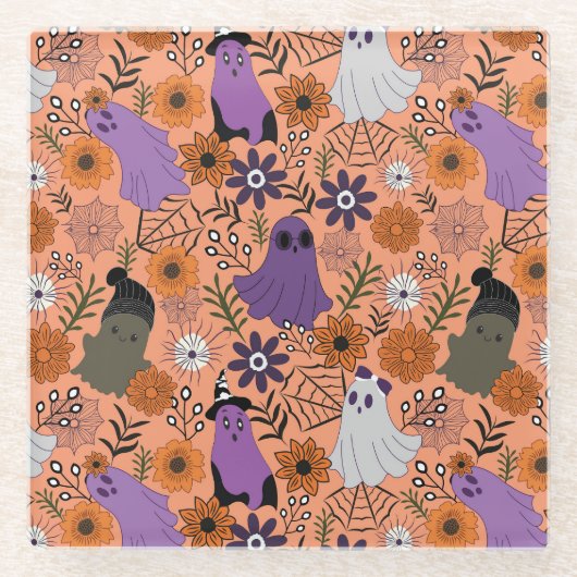 Spooky floral glazen onderzetter (Voorkant)