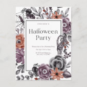 Spooky Floral Halloween verjaardagsfeestje uitnodi Briefkaart (Voorkant)