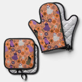 Spooky floral ovenwant & pannenlap set (Voorkant / Achterkant)