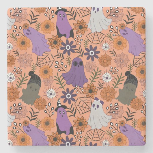 Spooky floral stenen onderzetter (Voorkant)