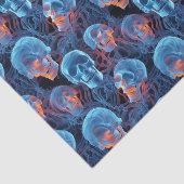 Spooky Florescent Blue Skulls Halloween Tissuepapier (Detail)