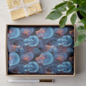 Spooky Florescent Blue Skulls Halloween Tissuepapier (Geschenk)