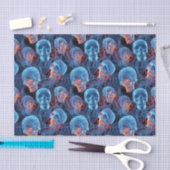 Spooky Florescent Blue Skulls Halloween Tissuepapier (Craft)