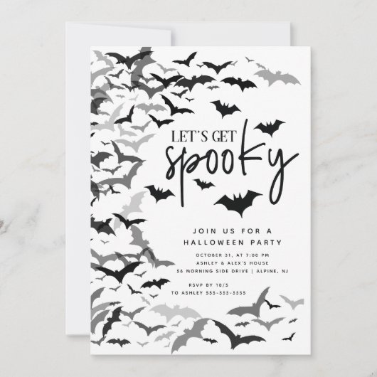 Spooky Flying Bat Halloween Party Kaart (Voorkant)