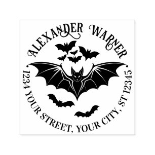 Spooky Flying Bats Naam Return Adres Zelfinktende Stempel