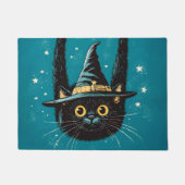 Spooky Flying Black Cat Witch Deurmat (Voorkant)