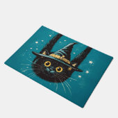 Spooky Flying Black Cat Witch Deurmat (Schuin)