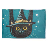 Spooky Flying Black Cat Witch Kussensloop (Achterkant)