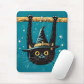 Spooky Flying Black Cat Witch Muismat (Met muis)