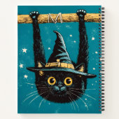 Spooky Flying Black Cat Witch Notitieboek (Achterkant)