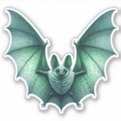 Spooky Flying Green Glowing Bat Wings Spread Sticker (Voorkant)