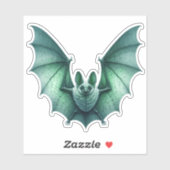Spooky Flying Green Glowing Bat Wings Spread Sticker (Vel)