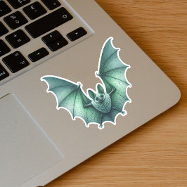 Spooky Flying Green Glowing Bat Wings Spread Sticker