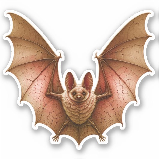Spooky Flying Oranje Glowing Bat Wings Spread Sticker (Voorkant)