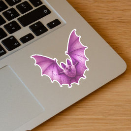 Spooky Flying Pink Glowing Bat Wings Spread Sticker