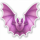 Spooky Flying Pink Glowing Bat Wings Spread Sticker (Voorkant)