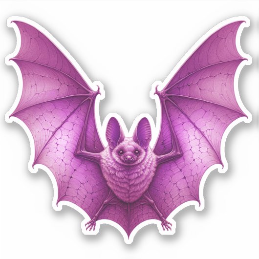 Spooky Flying Pink Glowing Bat Wings Spread Sticker (Voorkant)