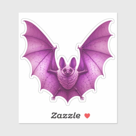 Spooky Flying Pink Glowing Bat Wings Spread Sticker (Vel)