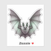 Spooky Flying White Bat Green Glow Wings Spread Sticker (Vel)
