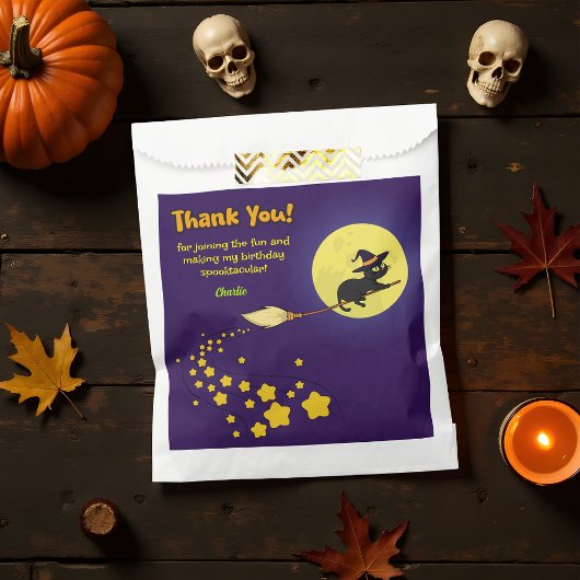 Spooky Flying Witch Black Cat Schattige Bedankt Pa Bedankzakje