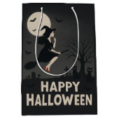 Spooky Flying Witch Halloween Groet Medium Cadeauzakje (Voorkant)