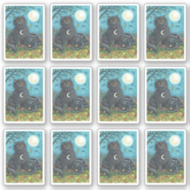 SPOOKY FOLK ART BLACK CATS ONDER GROTE VOLLEDIGE M STICKER