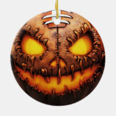 Spooky Football pompoen gezicht Halloween Keramisch Ornament (Achterkant)