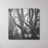 Spooky Forest Black en White Photography Canvas Afdruk (Voorkant)