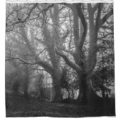 Spooky Forest Black en White Photography Douchegordijn (Voorkant)