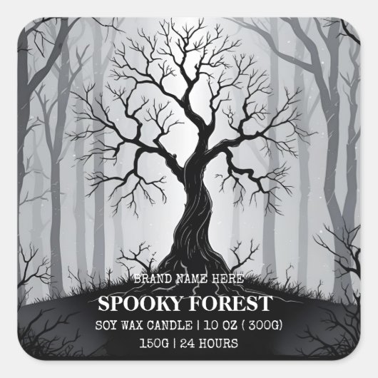 Spooky Forest Candle | Custom Gothic Halloween Vierkante Sticker (Voorkant)
