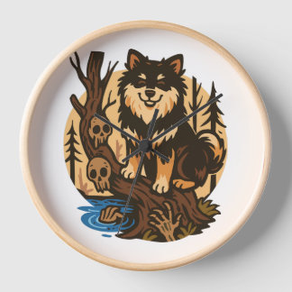 Spooky Forest Dog with Skulls Horror Art